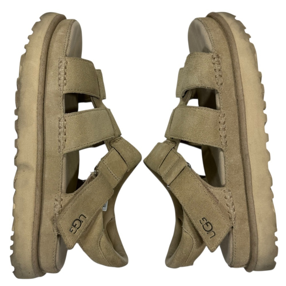 UGG Goldenstar Driftwood Suede Platform Sandals Sz 9.5 Hook & Loop - Picture 7 of 9
